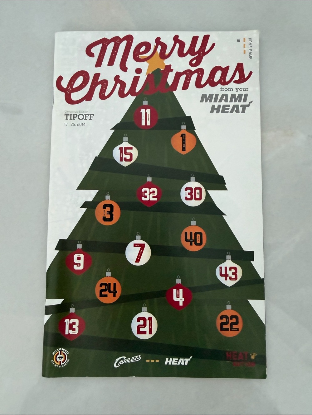 Miami Heat Christmas Official Game Program 12.25.2014